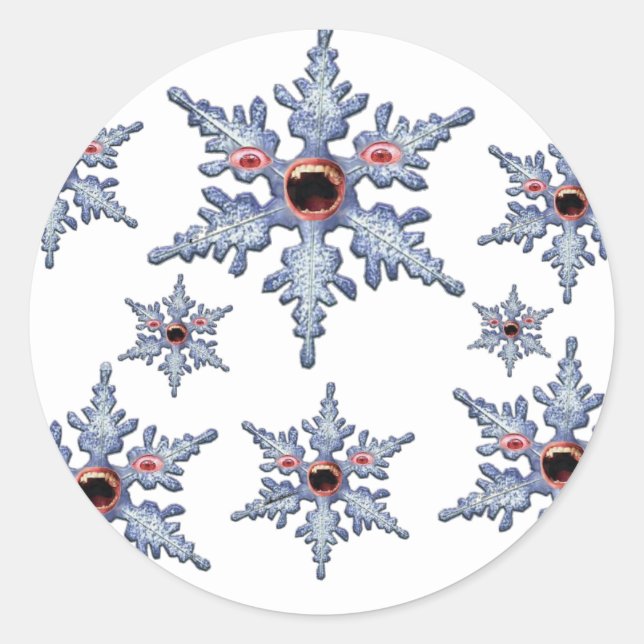 Attack of the Snowflake Zombies! Classic Round Sticker (Front)