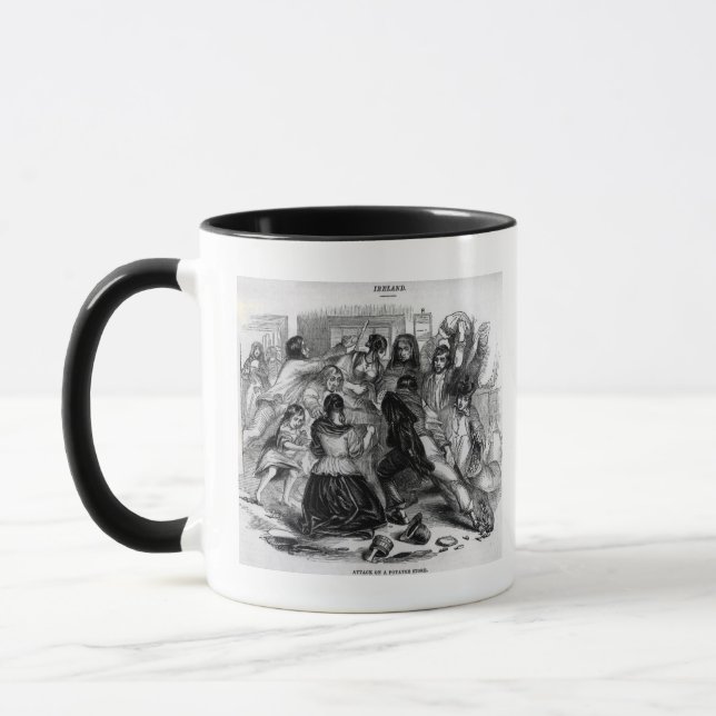 Attack on a Potato Store in Ireland, c.1845 Mug (Left)