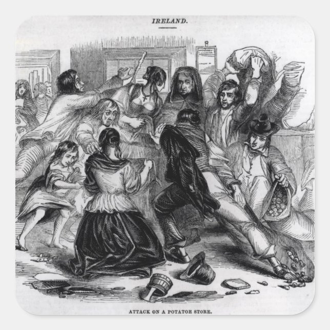 Attack on a Potato Store in Ireland, c.1845 Square Sticker (Front)