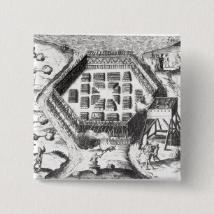 Attack on an Iroquois village 15 Cm Square Badge