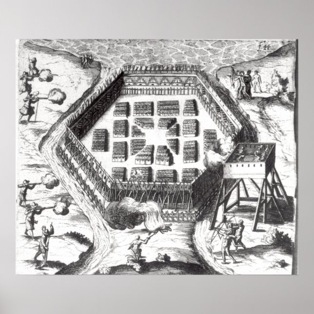 Attack on an Iroquois village Poster (Front)