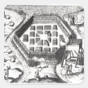 Attack on an Iroquois village Square Sticker