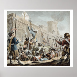 Attack on Boulogne-Sur-Mer, engraved by Jean Bapti Poster
