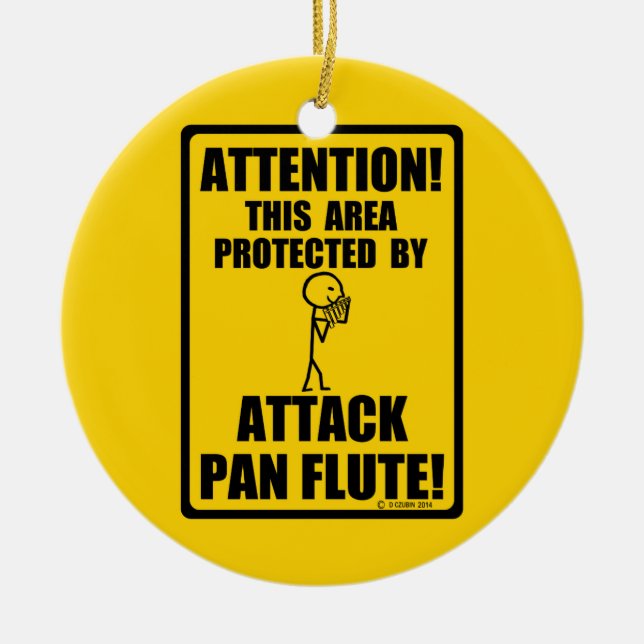 Attack Pan Flute Ceramic Tree Decoration (Front)