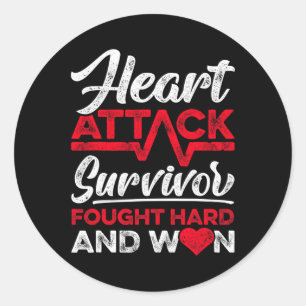 Attack Survivor Faught Hard And Won Red Ribbon  Classic Round Sticker