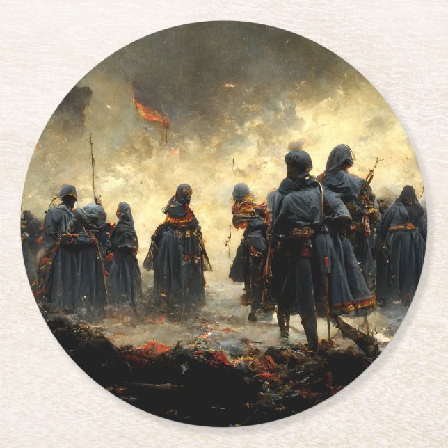 Attack the Place Round Paper Coaster (Front)