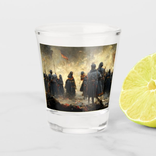 Attack the place shot glass (Front)