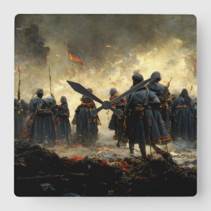 Attack the place square wall clock