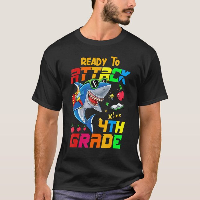 Attacking 4th Grade Teacher Student Back To School T-Shirt (Front)