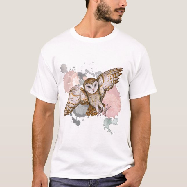 Attacking barn owl watercolor T-Shirt (Front)
