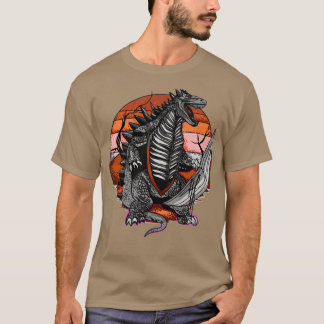 Attacking dinosaur with sun in the background T-Shirt