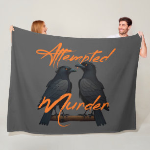 Attempted Murder Black Crows Orange Fleece Blanket