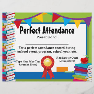 Attendance Award Certificate Customisable 8.5x11
