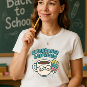 Attendance & Espresso; Funny Teacher Coffee  T-Shirt