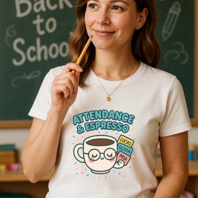 Attendance & Espresso; Funny Teacher Coffee  T-Shirt (Creator Uploaded)