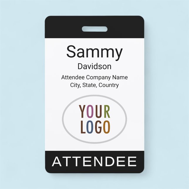 Attendee Event Badge Logo Lanyard Clip Reel Black ID Badge (MISOOK Attendee Badge with Logo Black)