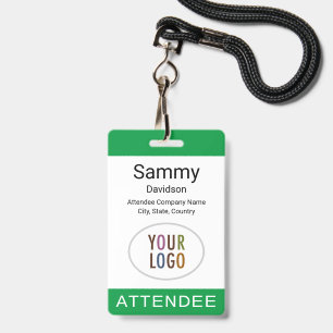 Attendee Name Badge Company Logo Lanyard Clip Reel ID Badge