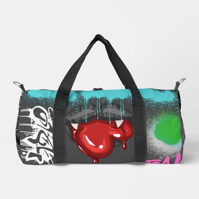 Attention a vampire is eating heart Spray painting Duffle Bag (Front)