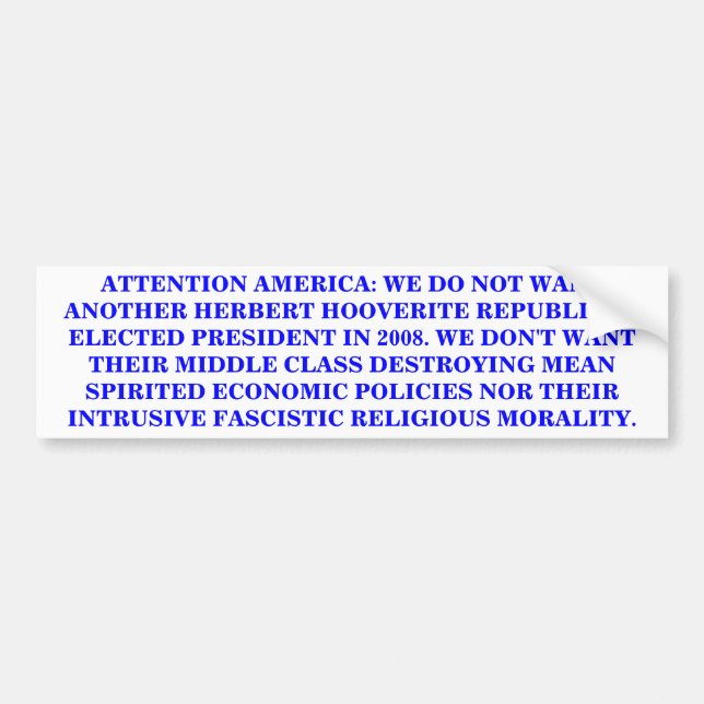 ATTENTION AMERICA BUMPER STICKER (Front)
