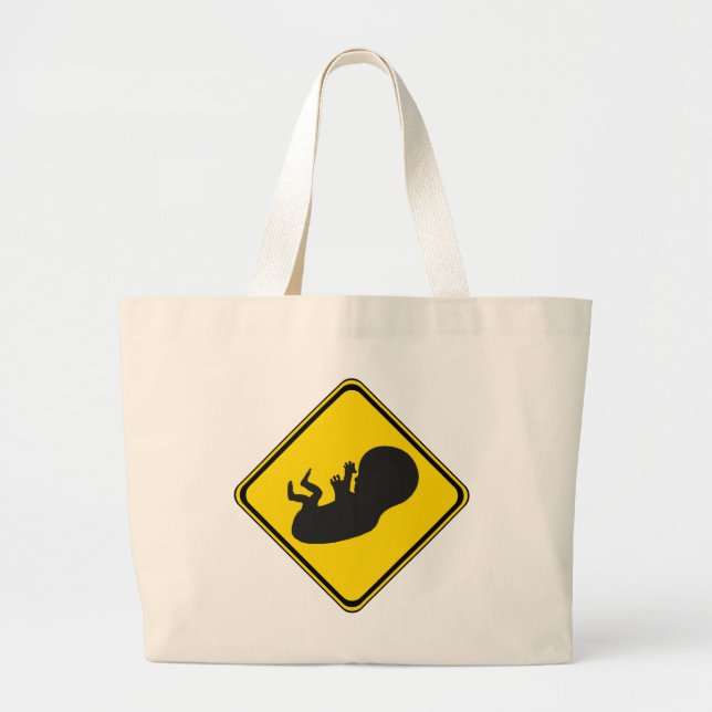 Attention: Baby Ahead! Large Tote Bag (Front)