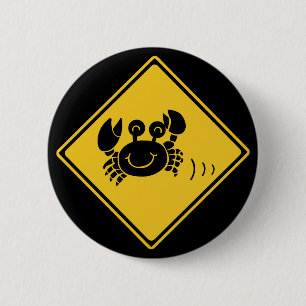 Attention Crabs (1), Traffic Sign, Japan 6 Cm Round Badge