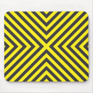 attention cross sign yellow and black alternating mouse mat