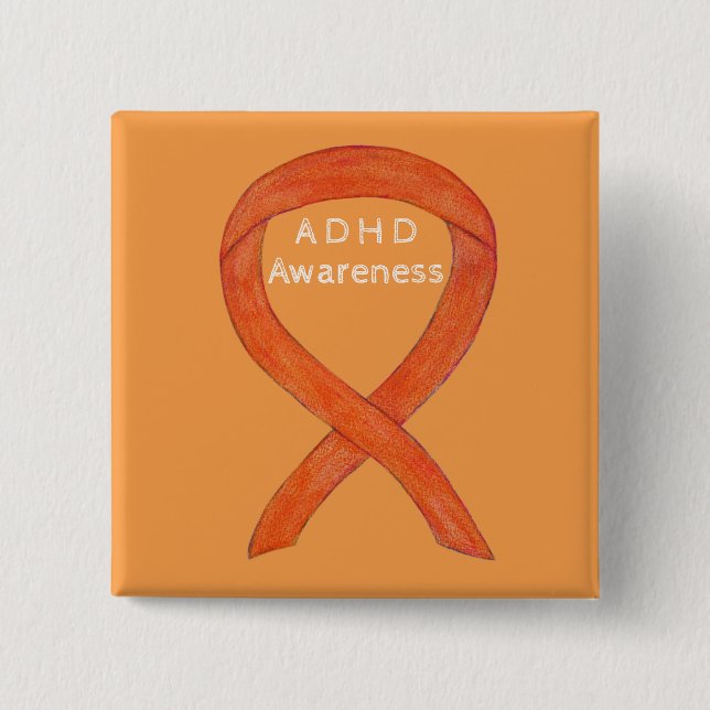 Attention Deficit Hyperactivity Disorder (ADHD)Pin 15 Cm Square Badge (Front)