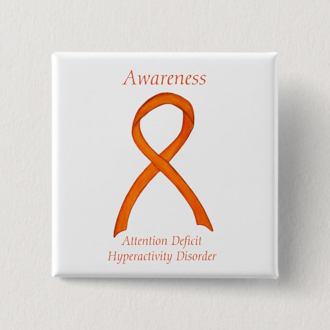 Attention Deficit Hyperactivity Disorder (ADHD)Pin 15 Cm Square Badge (Front)