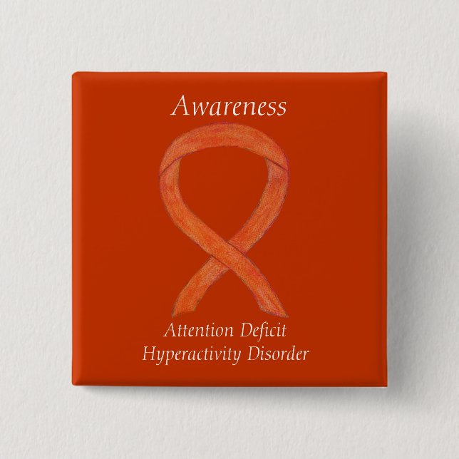 Attention Deficit Hyperactivity Disorder (ADHD)Pin 15 Cm Square Badge (Front)