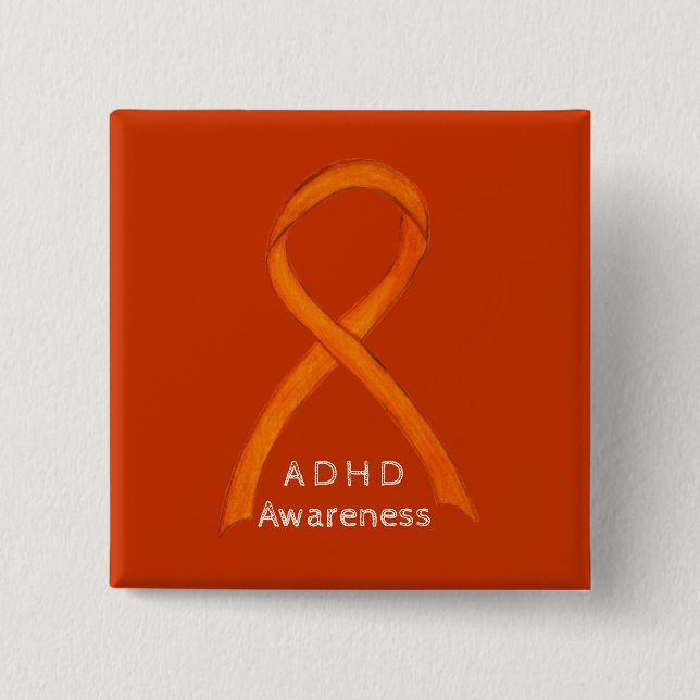 Attention Deficit Hyperactivity Disorder (ADHD)Pin 15 Cm Square Badge (Front)