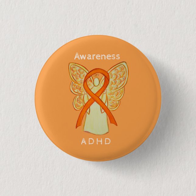 Attention Deficit Hyperactivity Disorder (ADHD)Pin 3 Cm Round Badge (Front)