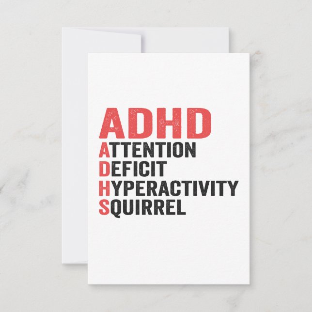 Attention Deficit Hyperactivity Squirrel ADHD Gift Thank You Card (Front)