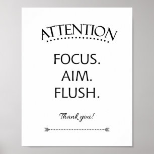 Attention Focus Aim Flush Kids Bathroom Sign
