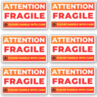 Attention Fragile Shipping Stickers (Vinyl Labels)