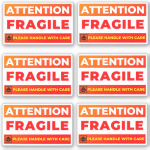Attention Fragile Shipping Stickers (Vinyl Labels)