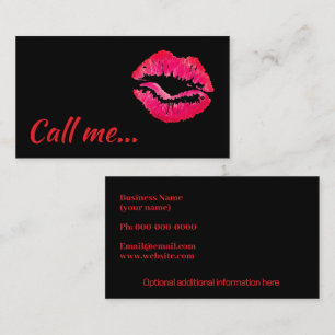 attention getting red kiss black business card