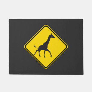 Attention Giraffe Crossing Doormat