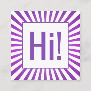 Attention Grabbing Purple Sunburst Hi! Chevron Square Business Card