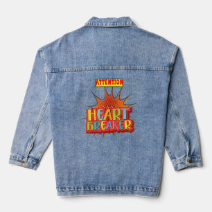Attention Heart Breaker Valentine S Funny Men Kids Denim Jacket