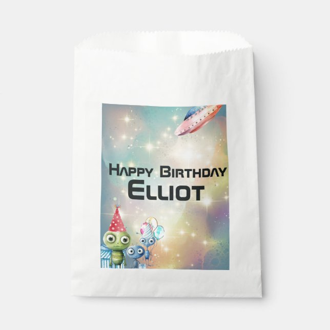 Attention Intergalactic Birthday   Favour Bags (Front)