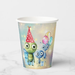 Attention Intergalactic Plain Birthday Paper Cups