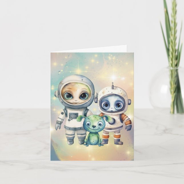 Attention Intergalactic Plain Thank You Card (Front)