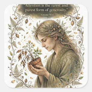Attention Is Generosity — Simone Weil Sticker
