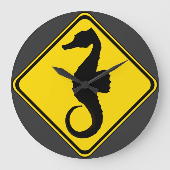 Attention: Jumping Seahorse Crossing! Large Clock (Front)