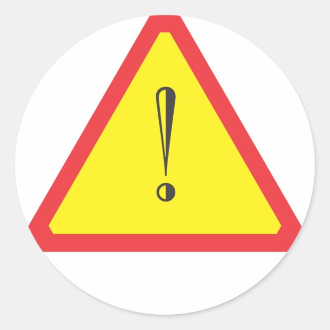 Attention Sign Classic Round Sticker (Front)