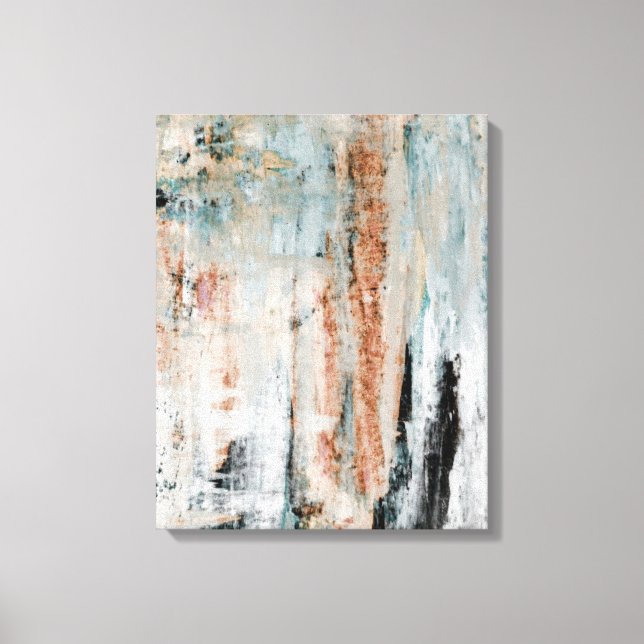 'Attention' Teal and Brown Abstract Art Canvas Print (Front)