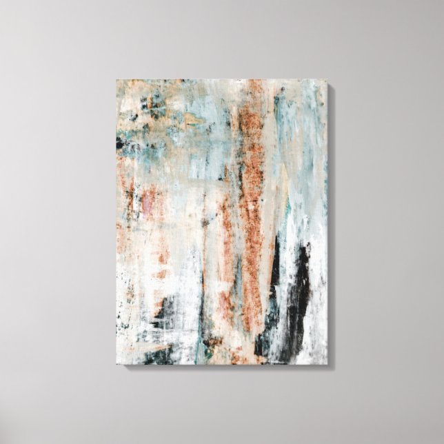 'Attention' Teal and Brown Abstract Art Canvas Print (Front)