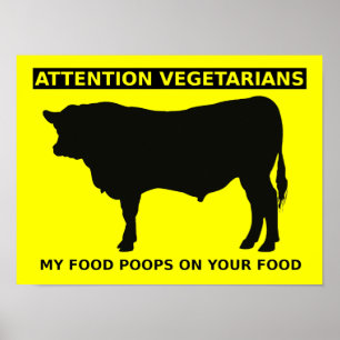Attention Vegetarians Funny Meat Lovers Poster Sig