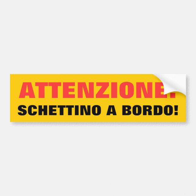 ATTENZIONE: SCHETTINO A BORDO! BUMPER STICKER (Front)