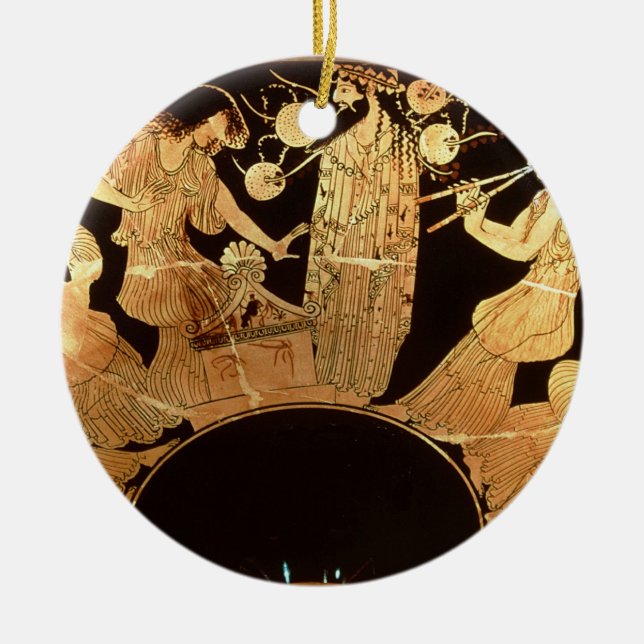 Attic red figure kylix depicting Dionysus and the Ceramic Tree Decoration (Front)